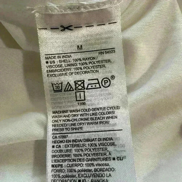 Old Navy Long Sleeve BOHO Embroidered Dress Womens Size M White Lined Tassel - Picture 3 of 4